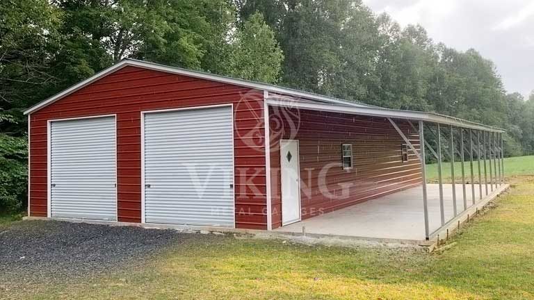 24’X50’X09′ Vertical Metal Garage with Lean To