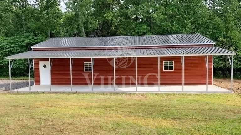 24’X50’X09′ Vertical Metal Garage with Lean To