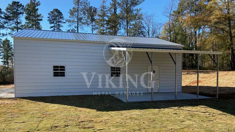 30’X41’X12′ Vertical Metal Garage With Lean To