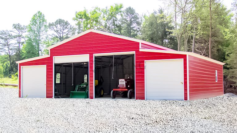 44’x40’x12′ Metal Garage with Lean-to