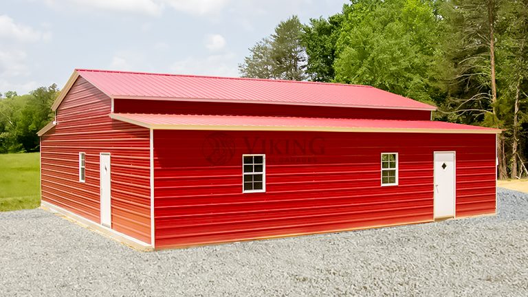 44’x40’x12′ Metal Garage with Lean-to