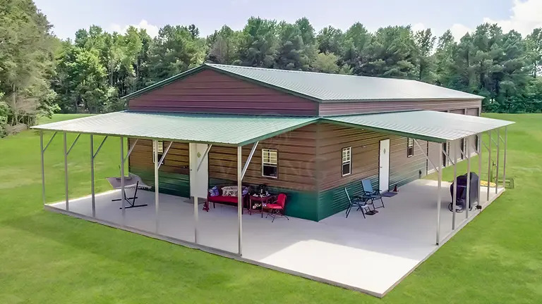 30’X71’X12′ Steel Garage With Lean To