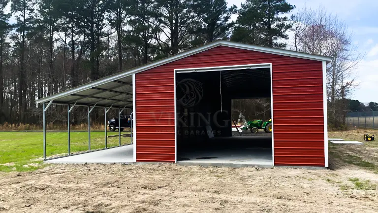 20x50x10 Steel Garage with Lean-to