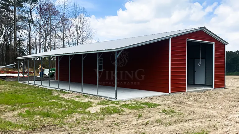 20x50x10 Steel Garage with Lean-to