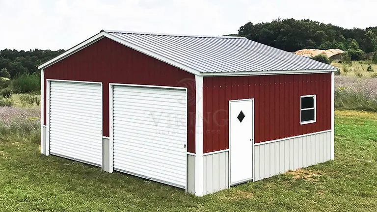 22x20x9 Vertical Two Car Metal Garage
