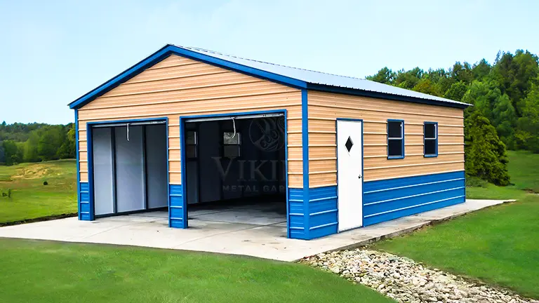 22x25x08 Fully Enclosed Steel Garage