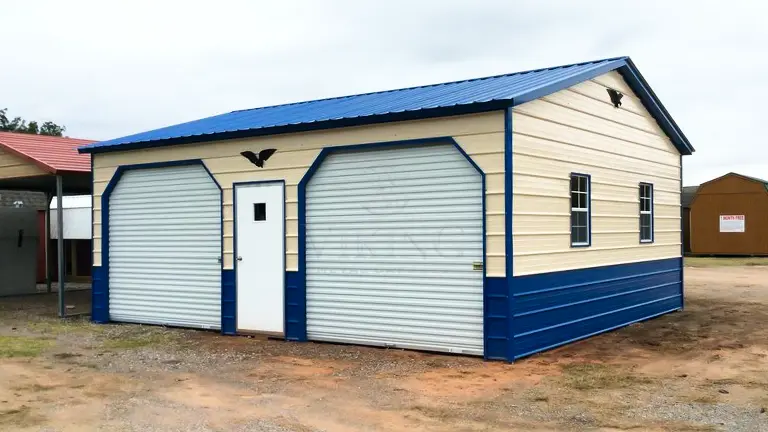 22x26x11 Two Car Side Entry Metal Garage