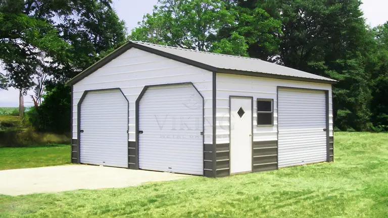 24×26 Enclosed Vertical Roof Steel Garage