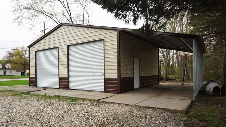 28x25x11 Two Car Garage with Lean-to