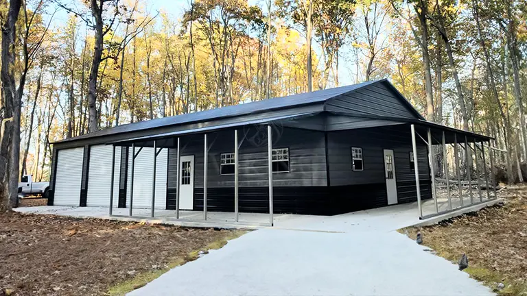 30x70x12 Triple Wide Garage With Lean To