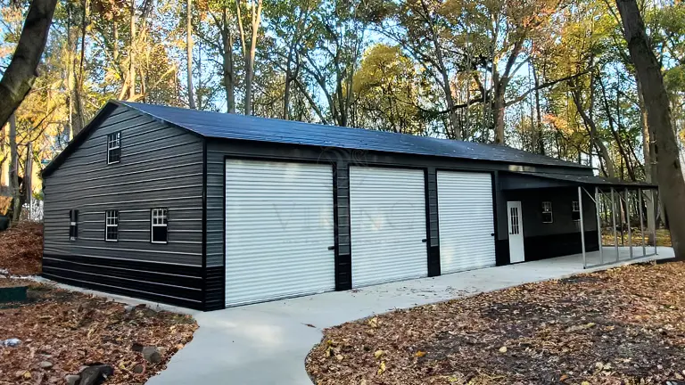 30x70x12 Triple Wide Garage With Lean To