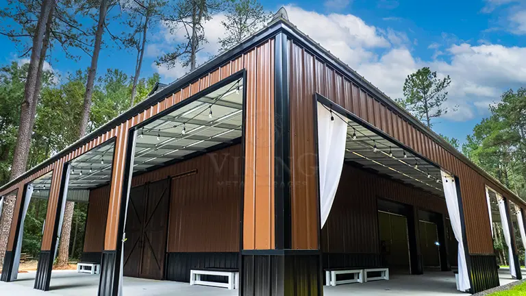 40x80x14 Steel Garage with Full Wraparound Lean-To